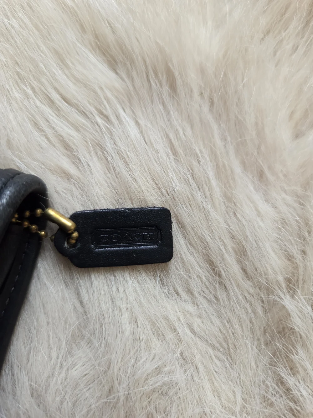 Vintage Coach Black Leather Key Wallet with Gold Chain